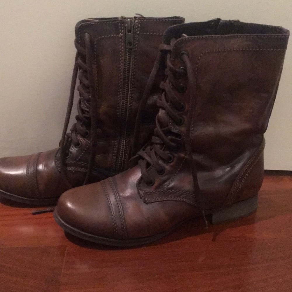 Brown Leather Combat Boots